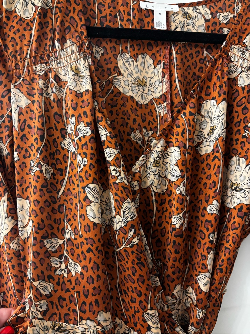Leith Rust Floral Wrap-Style Midi Dress - Picture 8 of 9
